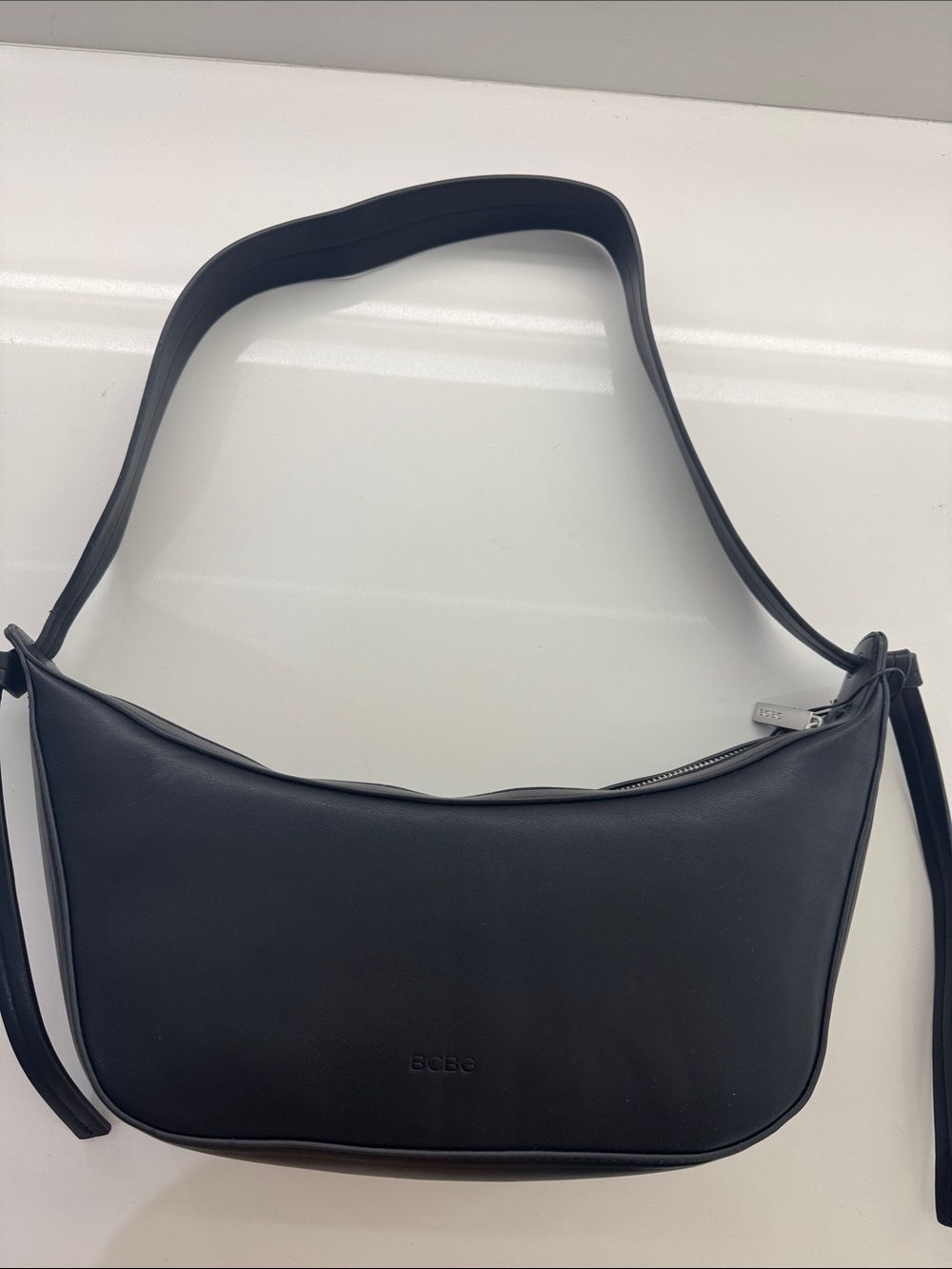 BCBG Black Leather Shoulder Hobo Bag